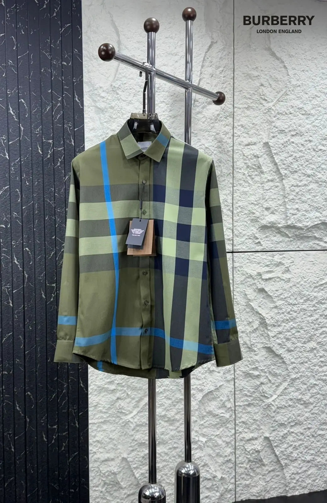 Burberr y 7 Green Checks Premium Shirt With Original Bo_x Packing