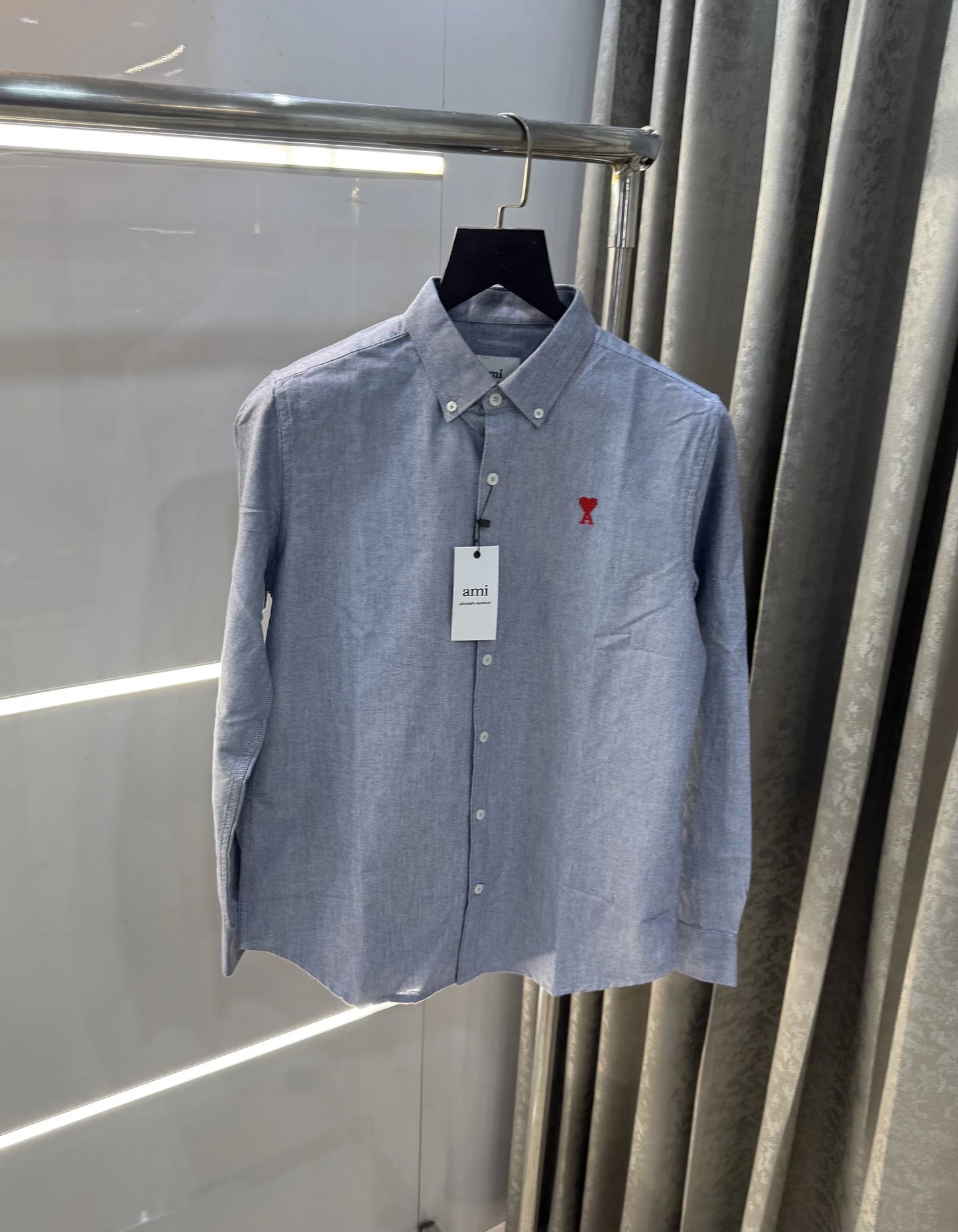Ami Paris Indigo Blue Embroidry Logo Premium Shirt
