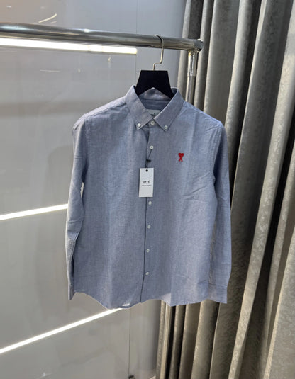 Ami Paris Indigo Blue Embroidry Logo Premium Shirt