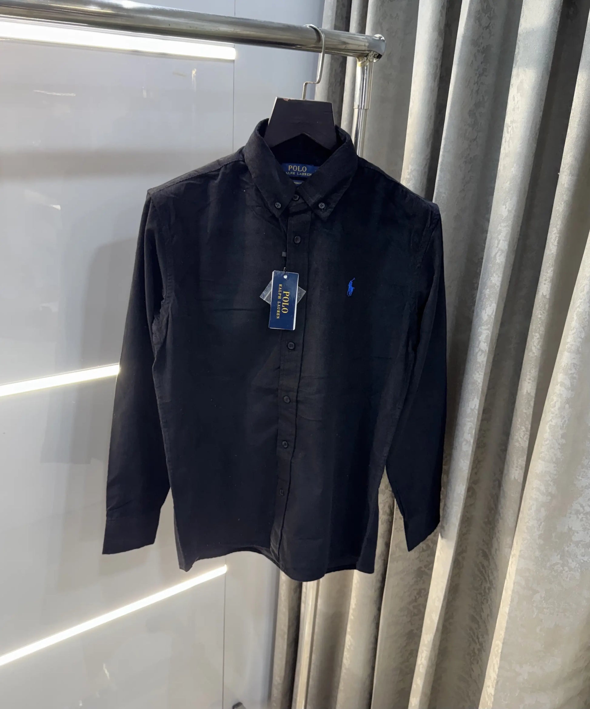 Ralph  Lauren Black Embroidry Logo Premium Cord Shirt