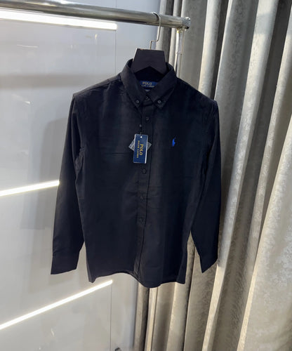 Ralph  Lauren Black Embroidry Logo Premium Cord Shirt