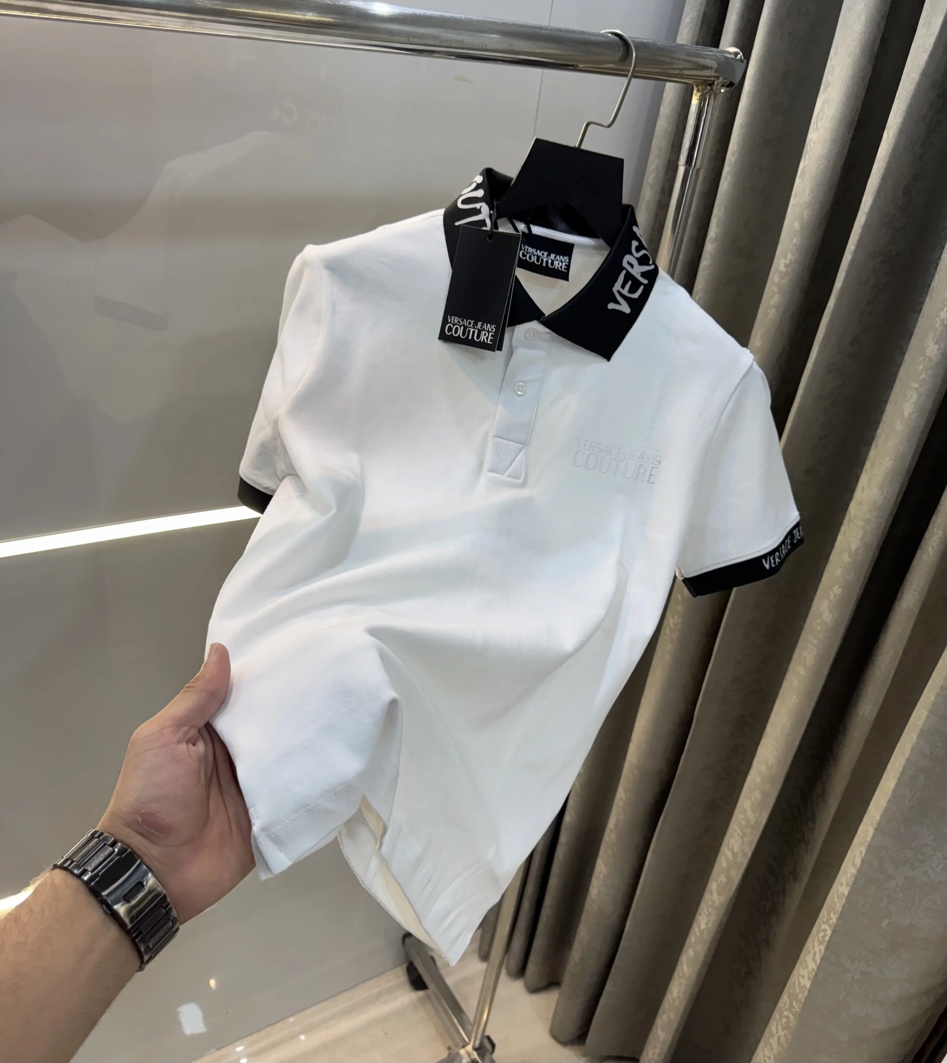 Versace Couture White Logo Work Imported Polo T-Shirt