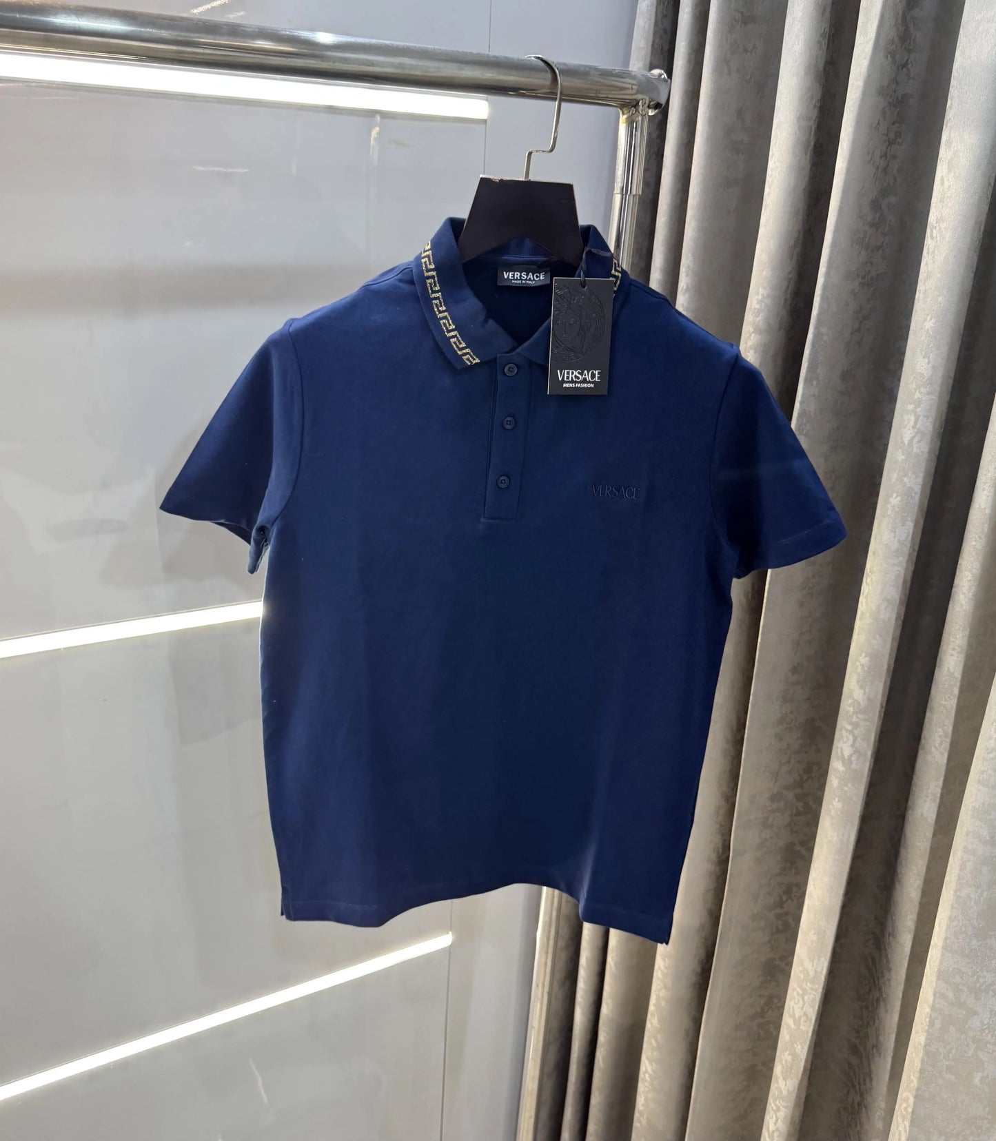 Versace Couture Petrol Blue Logo Work Imported Polo T-Shirt