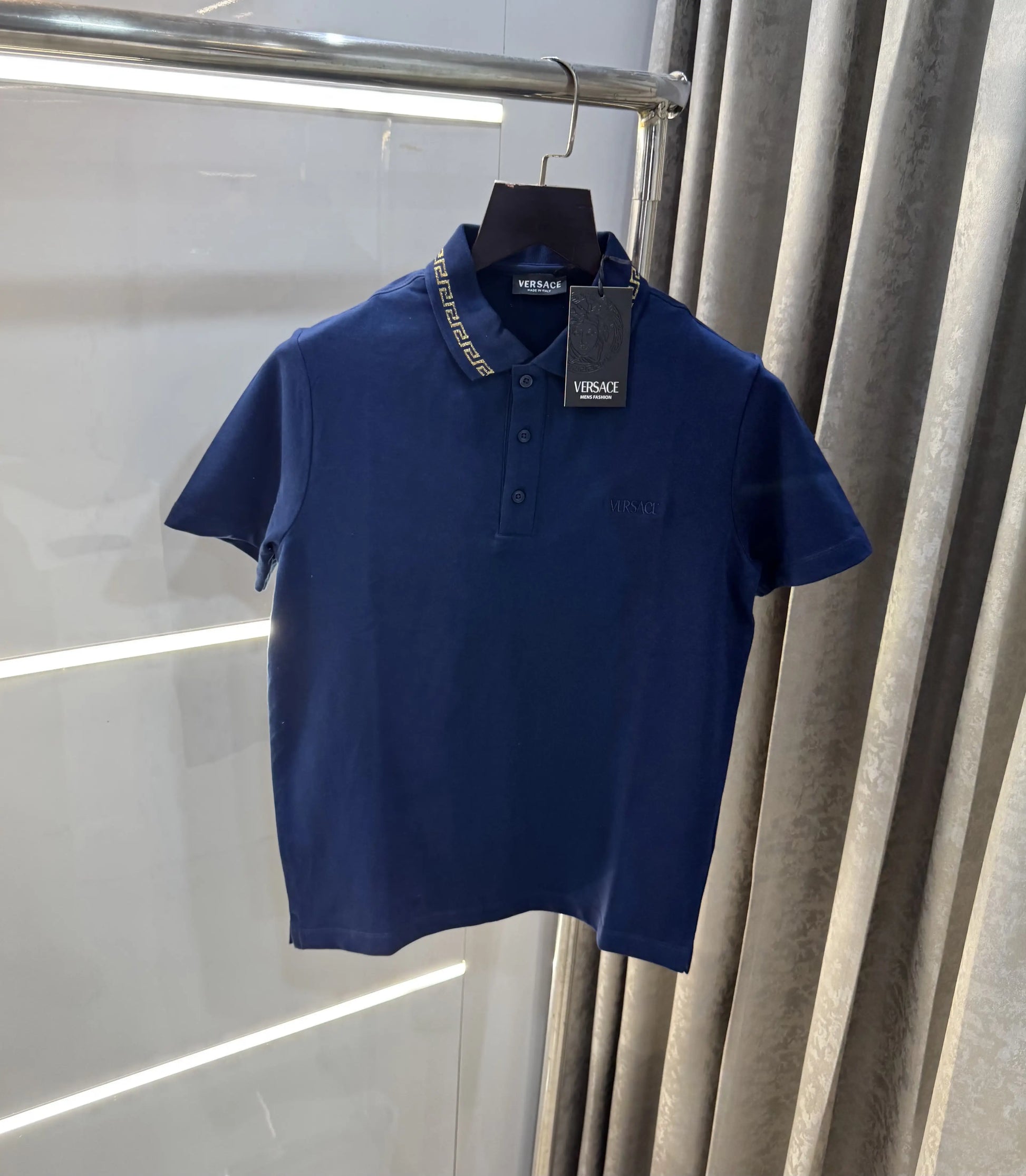 Versace Couture Petrol Blue Logo Work Imported Polo T-Shirt