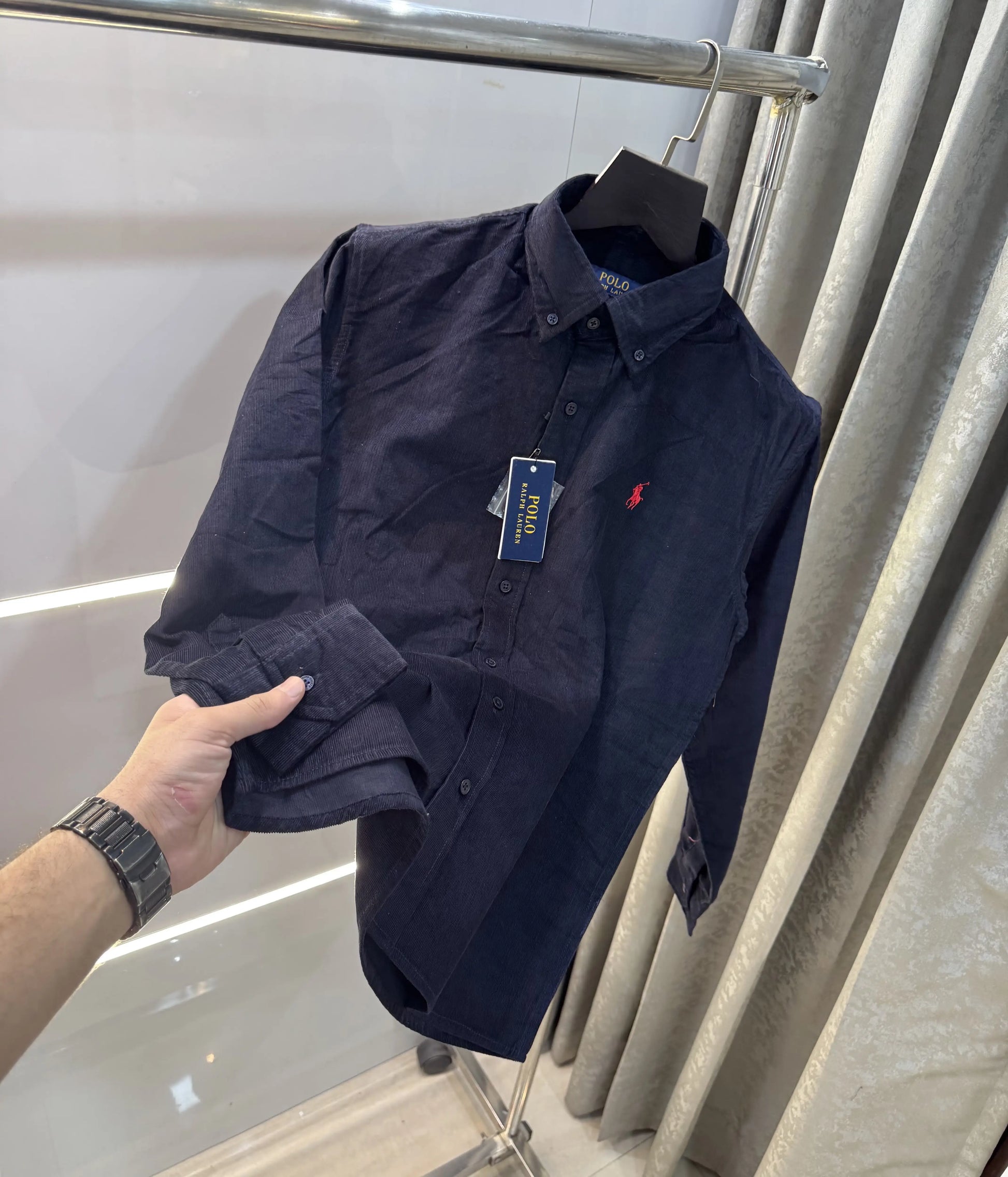 Ralph  Lauren Navy Blue Embroidry Logo Premium Shirt