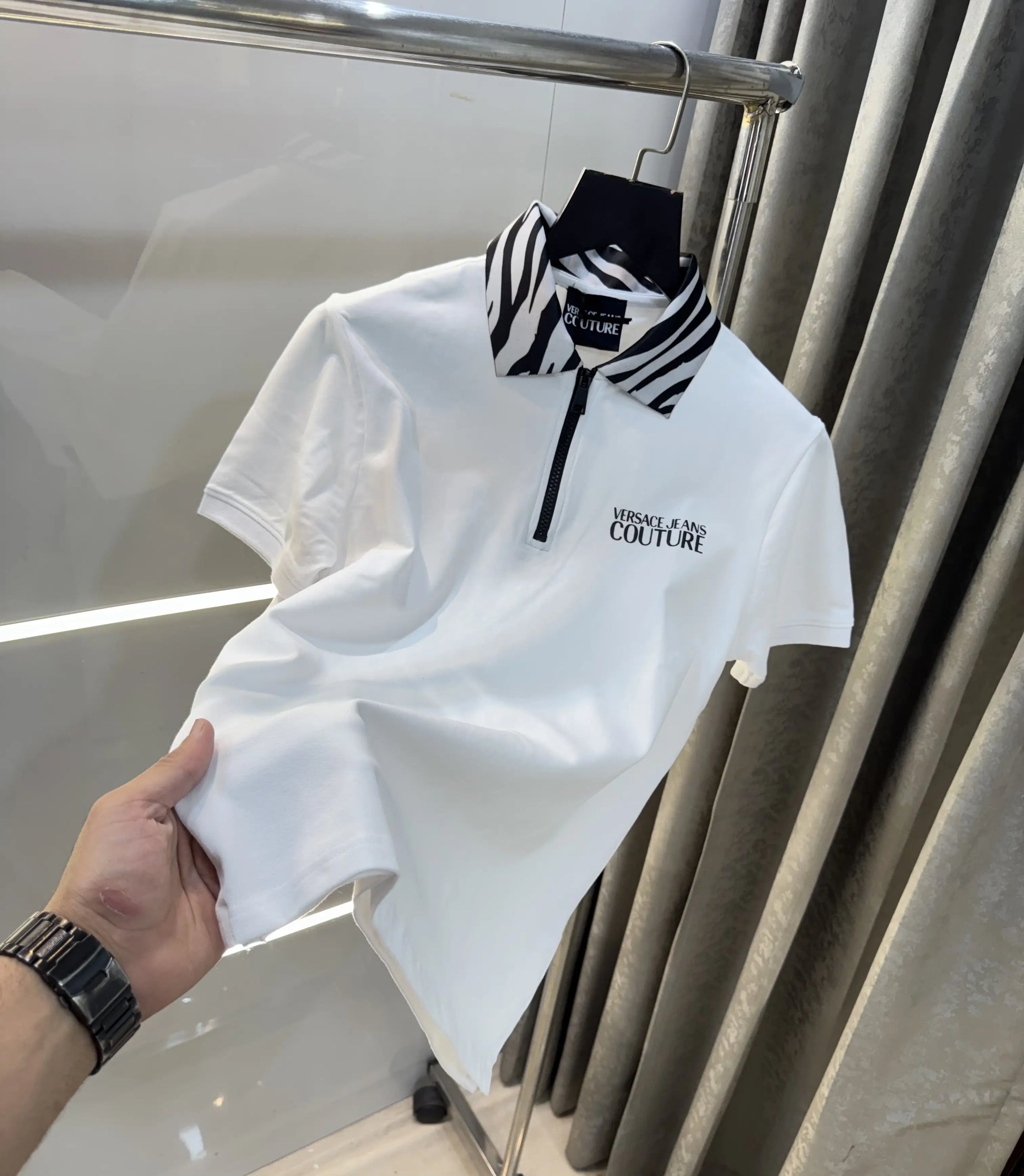 Versac3 Couture White Collar Look Imported Polo T-Shirt