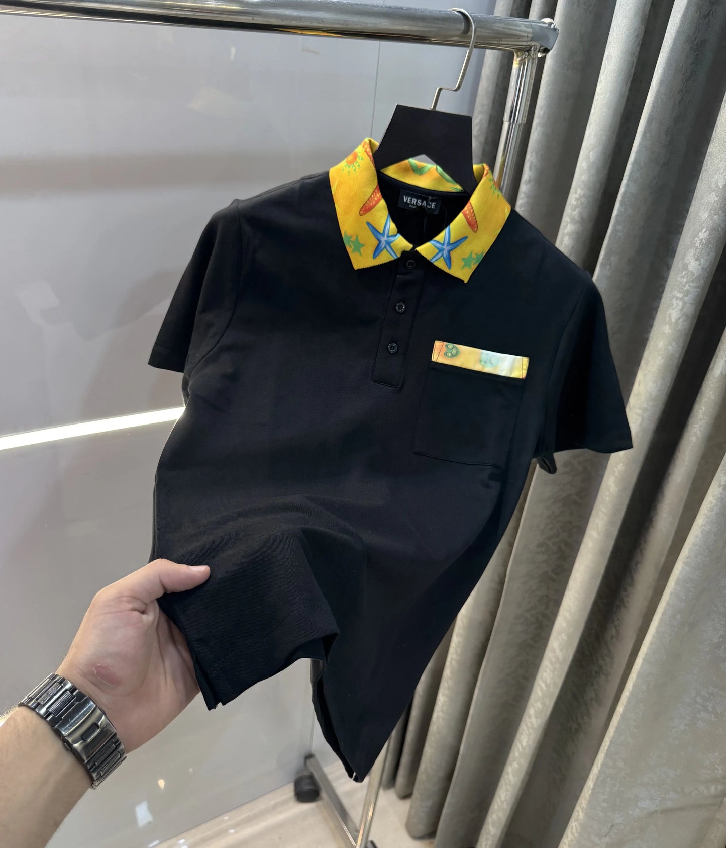 Versace Couture Black Collar look Imported Polo T-Shirt