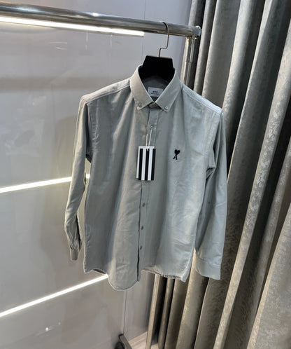 Ami Paris Grey Embroidry Logo Premium Shirt
