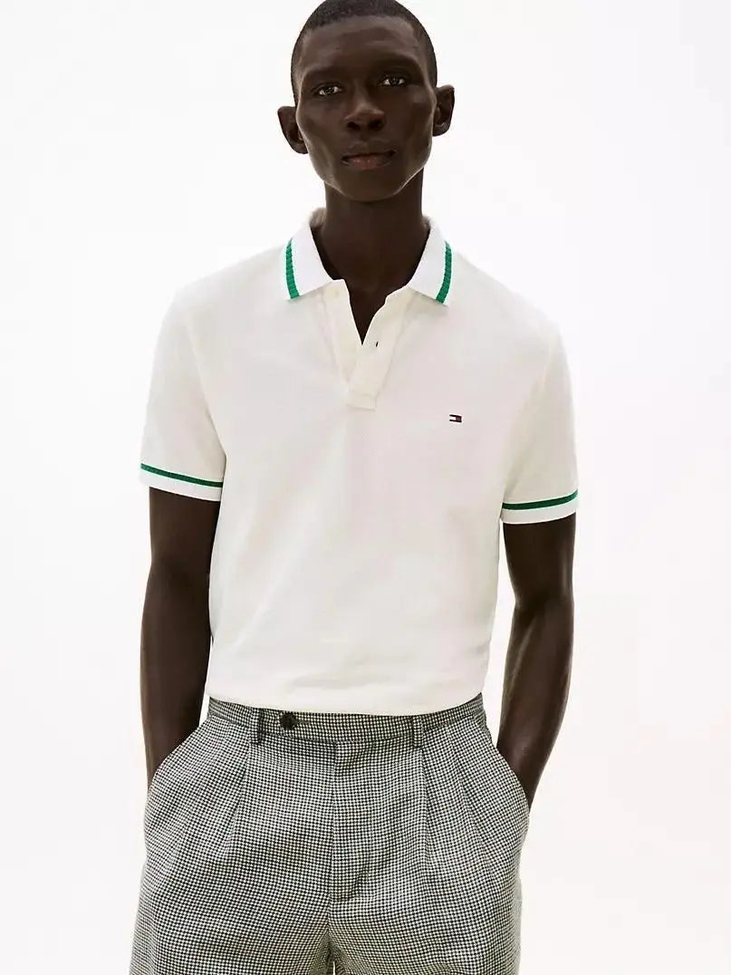Tomm y Hilfiger Cream Logo Work Premium Polo T-Shirt