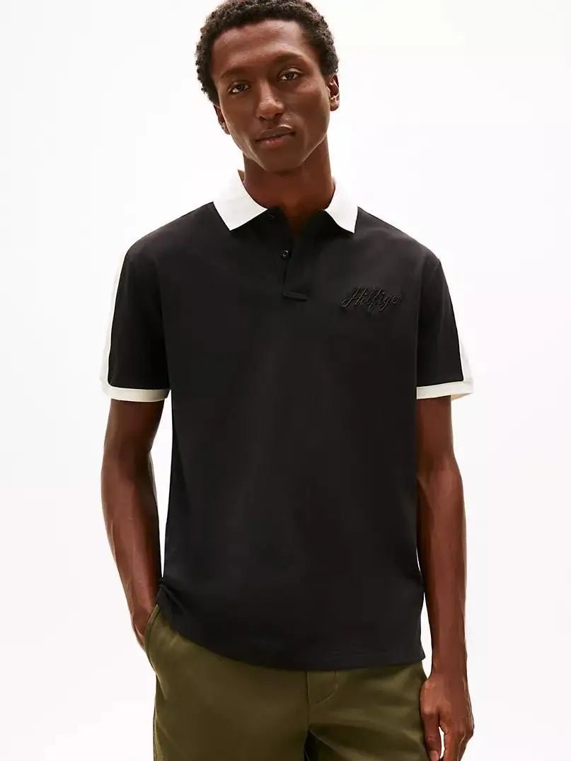 Tomm y Hilfiger Black Logo Work Premium Polo T-Shirt