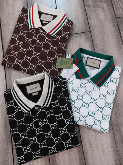 Gucc i Black Monogram Premium Polo T-Shirt