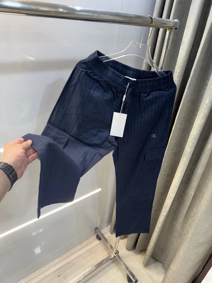 Calvin  Klein Navy Blue Stripes Classic Trouser