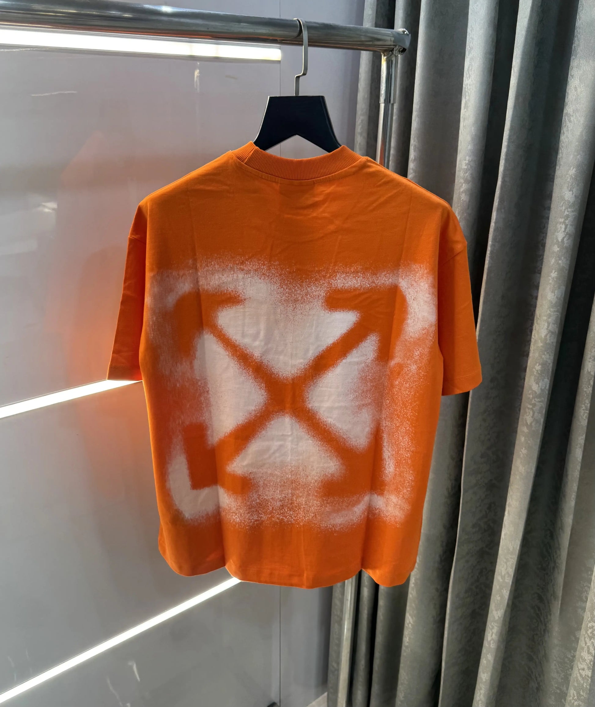 Off White Orange Printed Imported Oversized T-Shirt