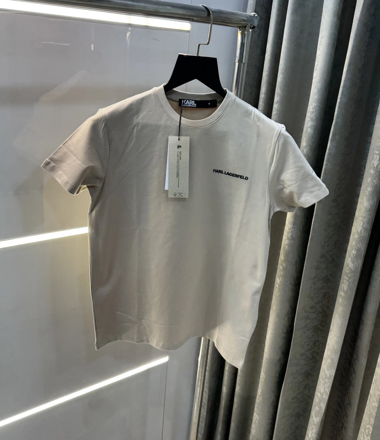Karl Lagerfeld Beige Logo Work Premium T-Shirt