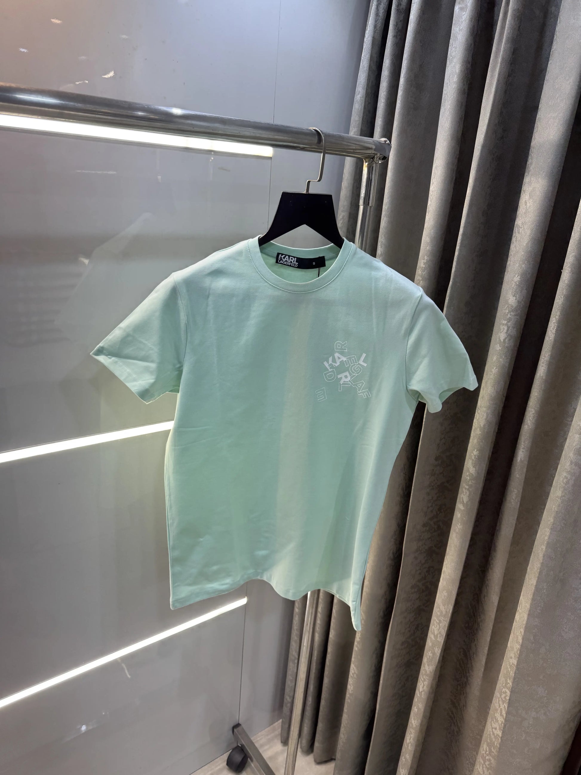 Karl Lagerfeld Aqua Green Logo Work Premium T-Shirt
