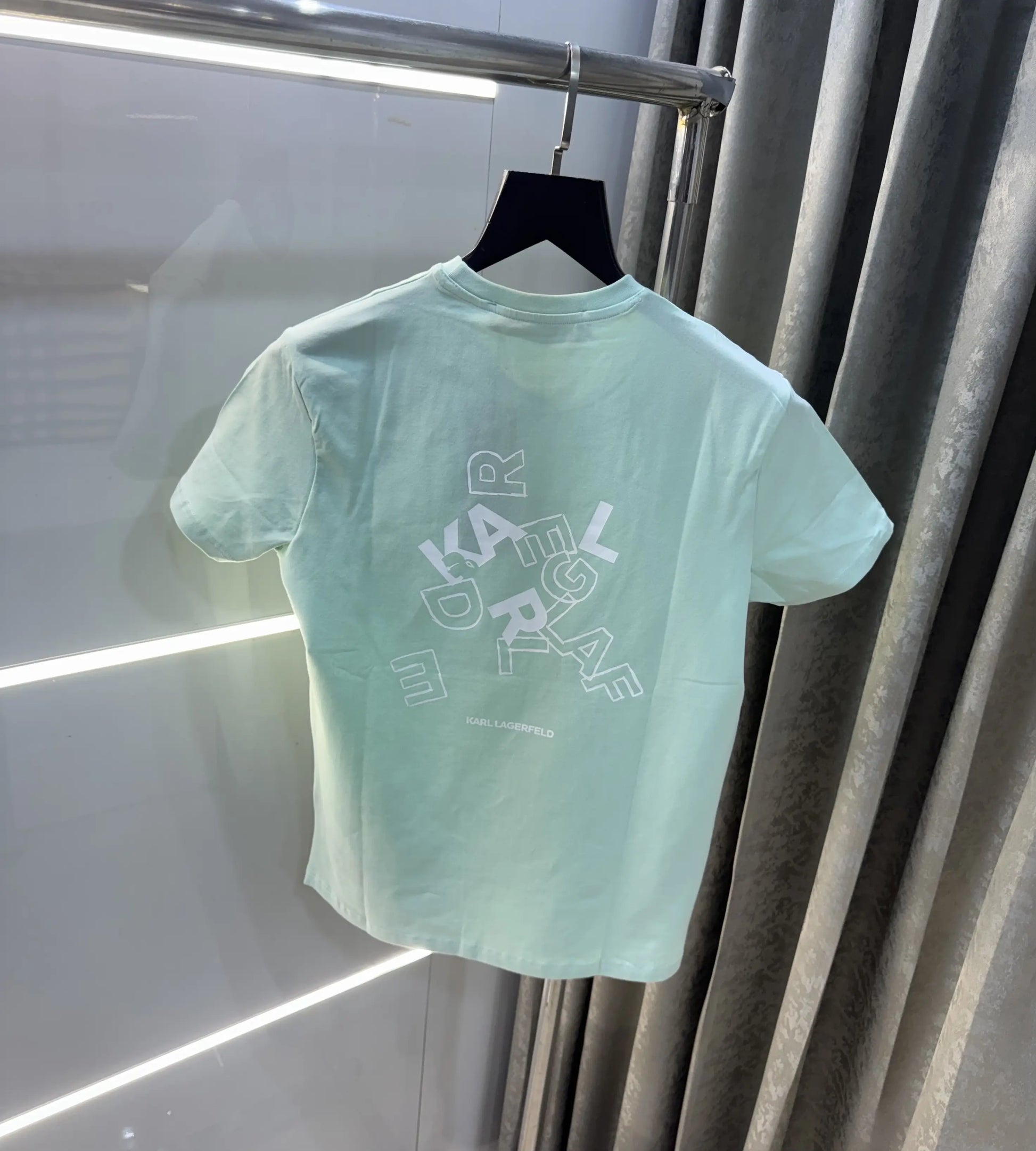 Karl Lagerfeld Aqua Green Logo Work Premium T-Shirt