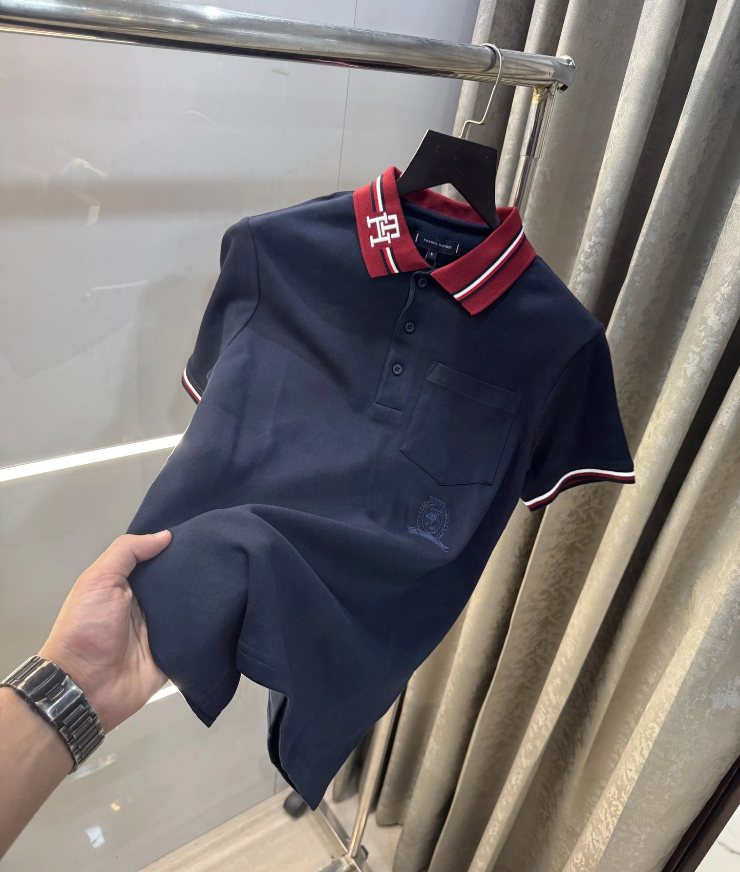 Tomm y Hilfiger Navy Blue Logo Work Premium Polo T-Shirt