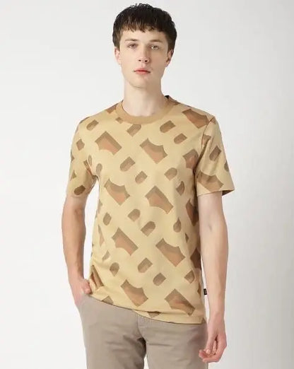 Hugo Boss Beige Printed Premium T-Shirt