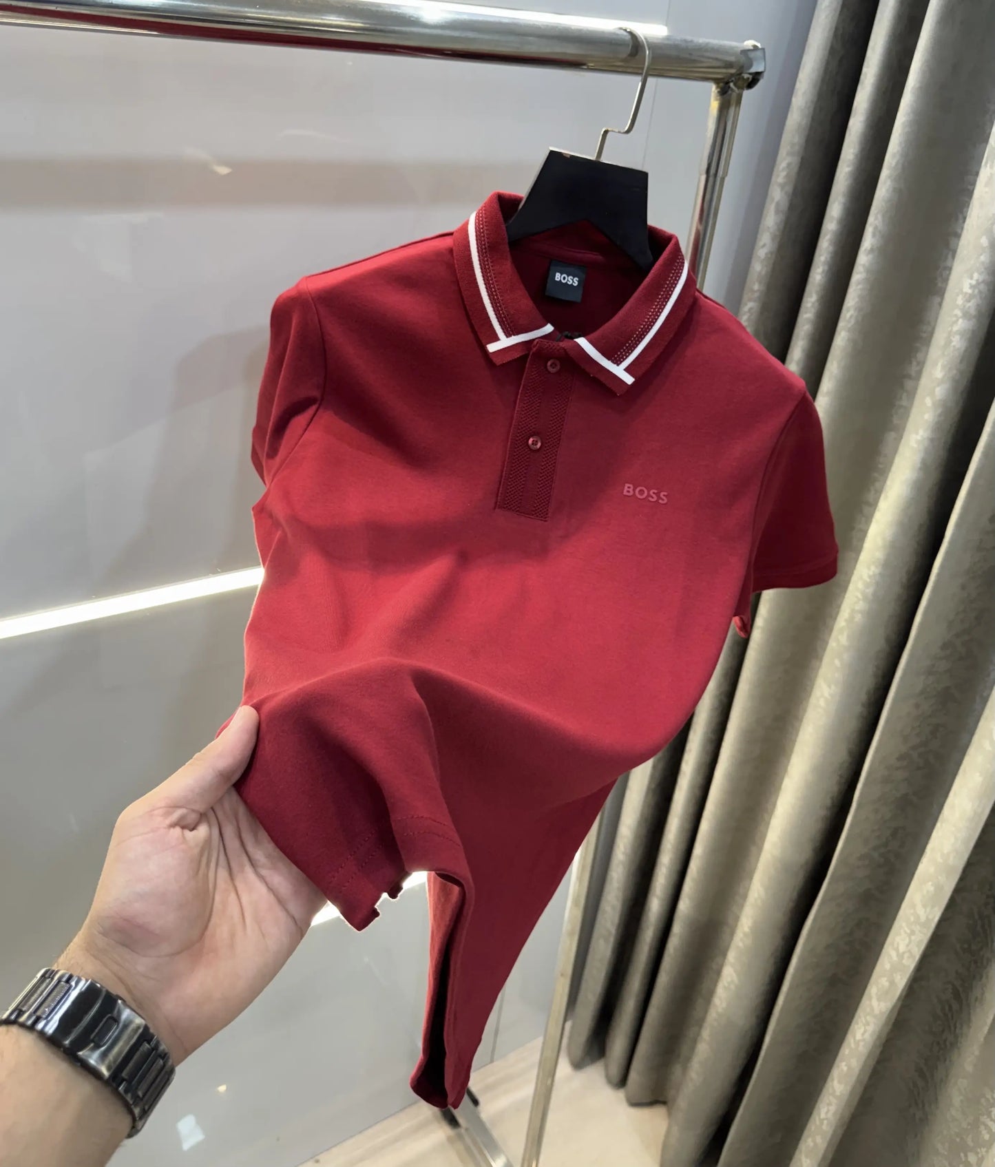 Hugo Boss Maroon Premium Polo T-Shirt
