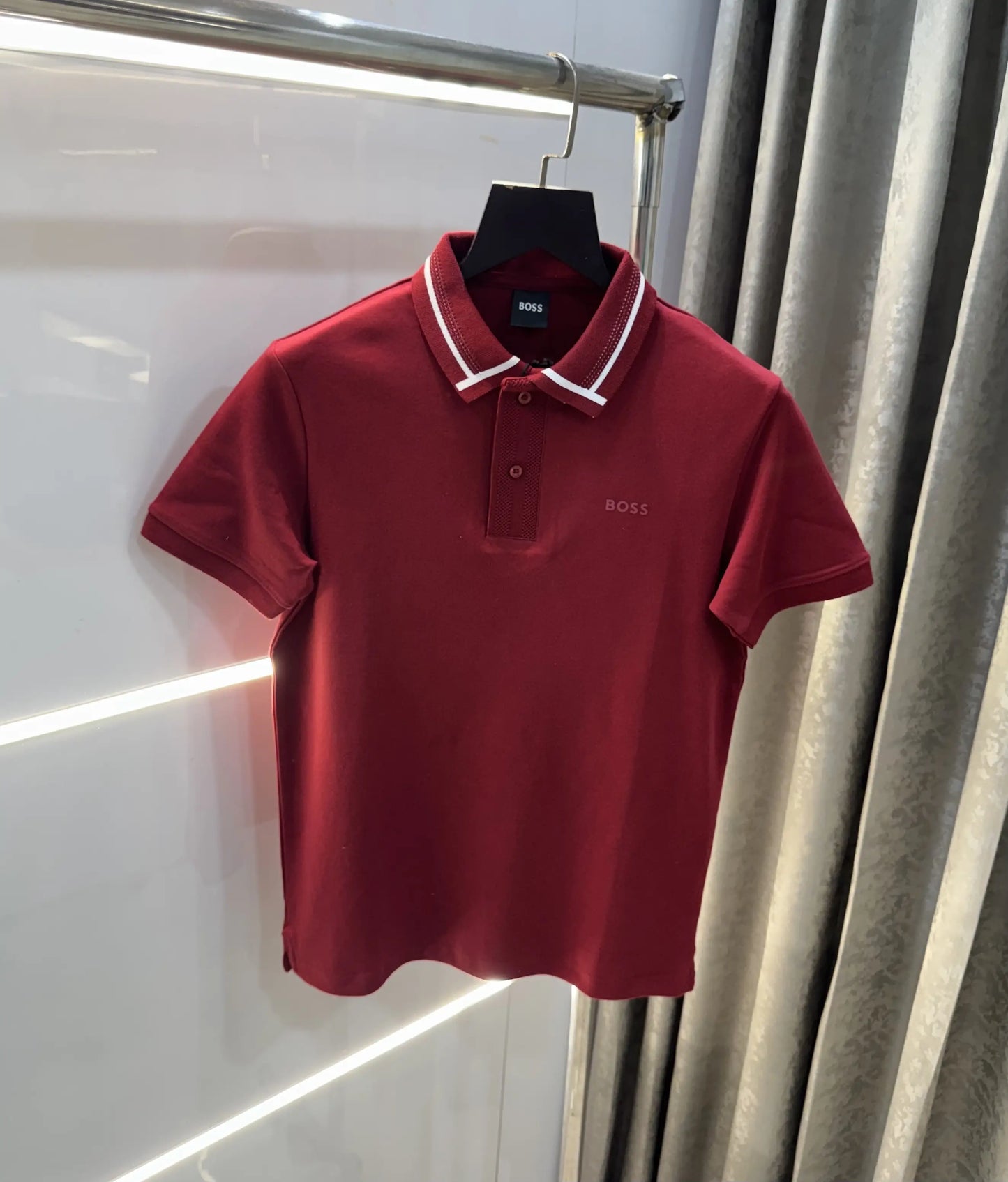 Hugo Boss Maroon Premium Polo T-Shirt