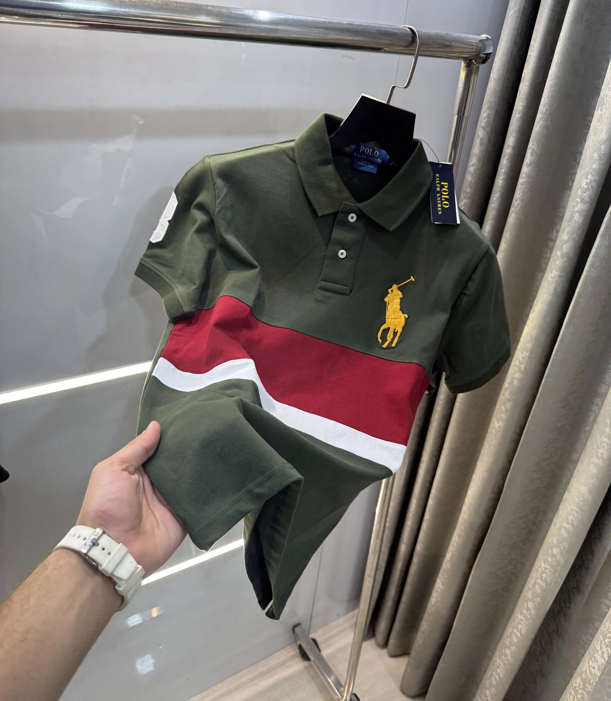 Ralph Lauren Olive Embroidery Logo premium Polo T-shirt