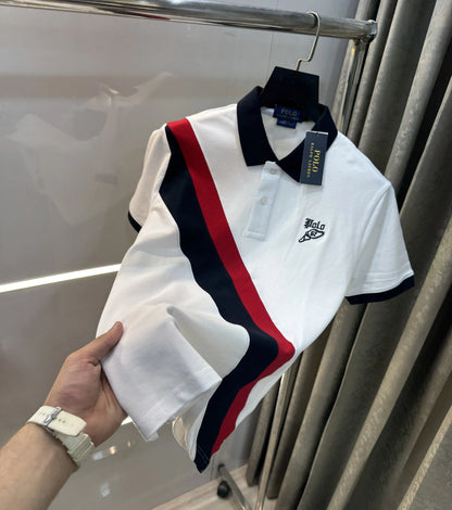 Ralph Lauren White Embroidery Logo premium Polo T-shirt