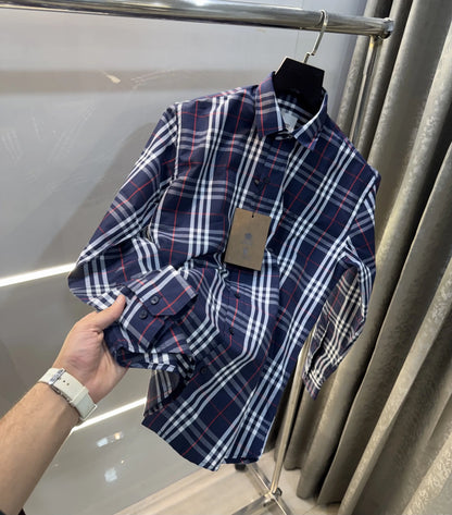 Burberry Navy Blue Small Checks Premium Shirt