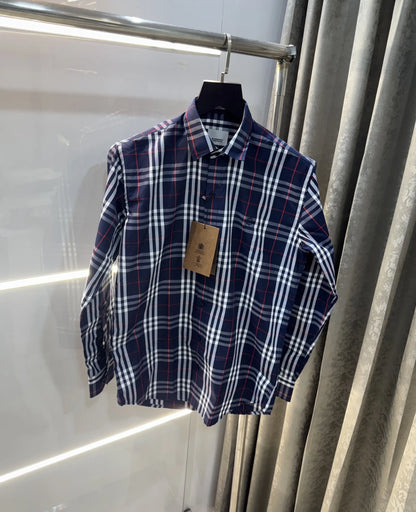 Burberry Navy Blue Small Checks Premium Shirt