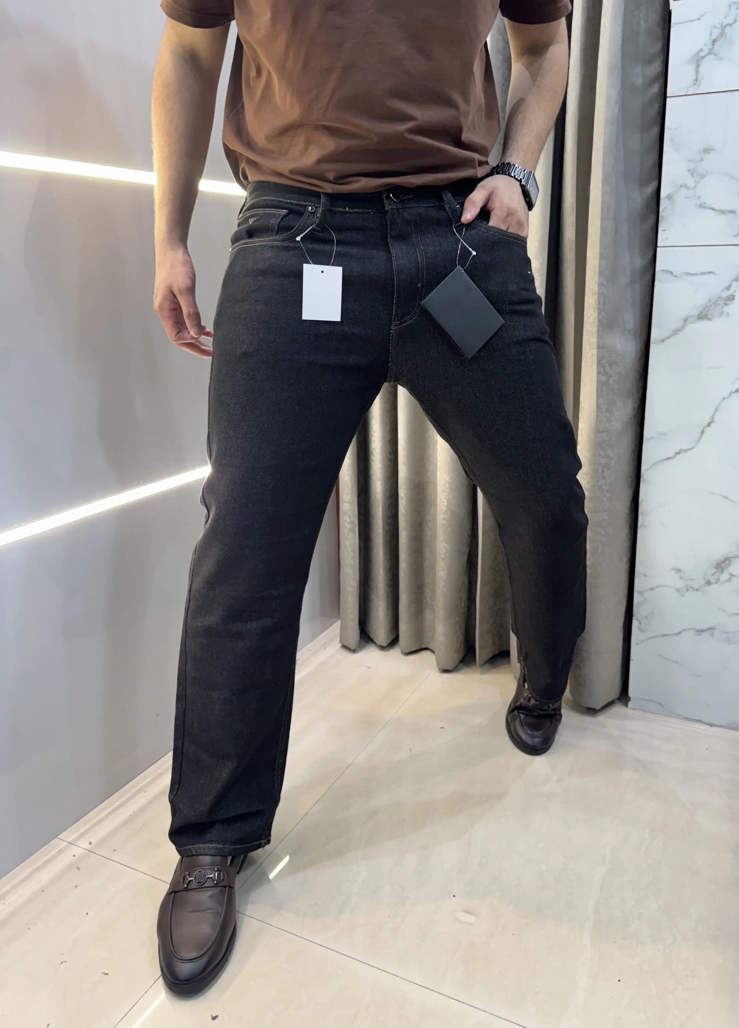 Prada Milano Carbon Metal Logo Imported Premium Denim
