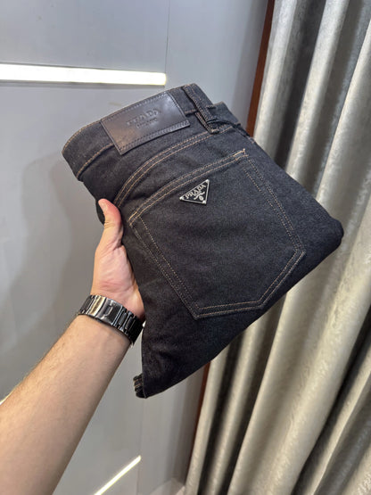 Prada Milano Carbon Metal Logo Imported Premium Denim