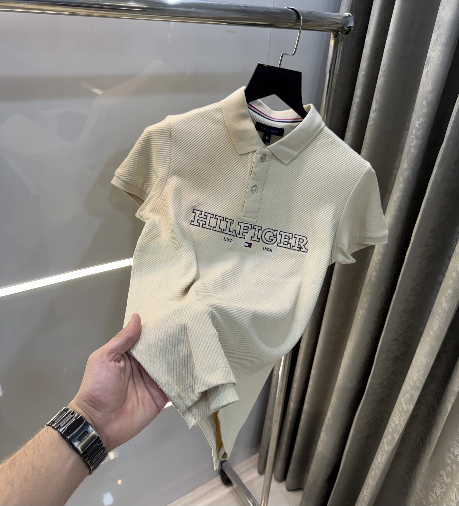 Tommy Hilfiger Beige Premium Knitted Polo T-Shirt