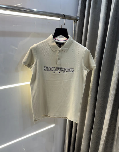 Tommy Hilfiger Beige Premium Knitted Polo T-Shirt