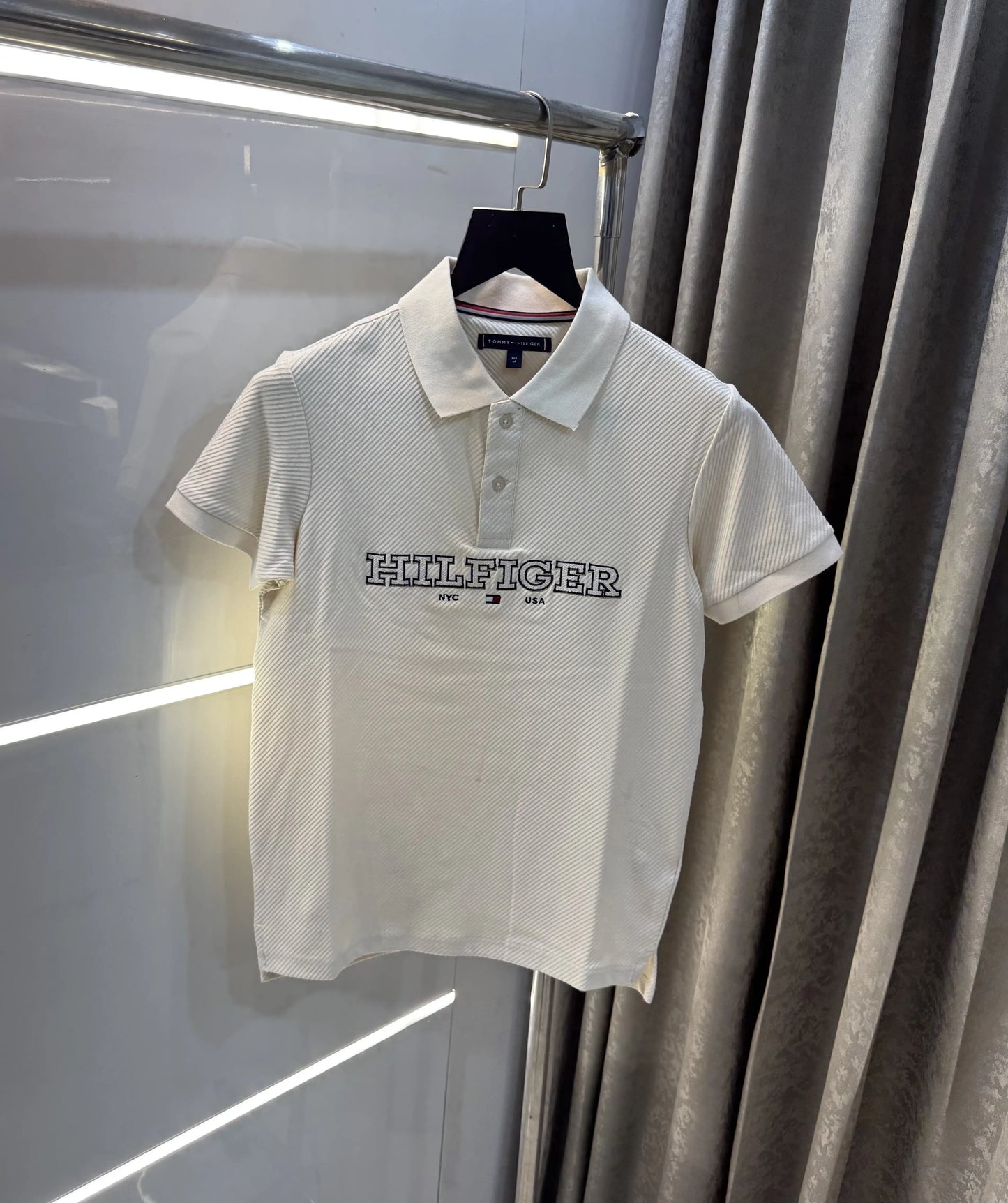 Tommy Hilfiger Cream Premium Knitted Polo T-Shirt