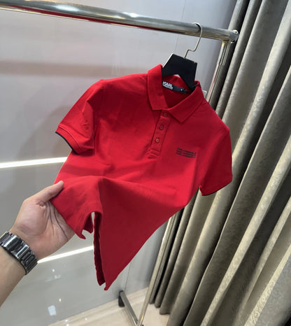 Karl Lagerfeld Red Logo Work Premium Polo T-Shirt