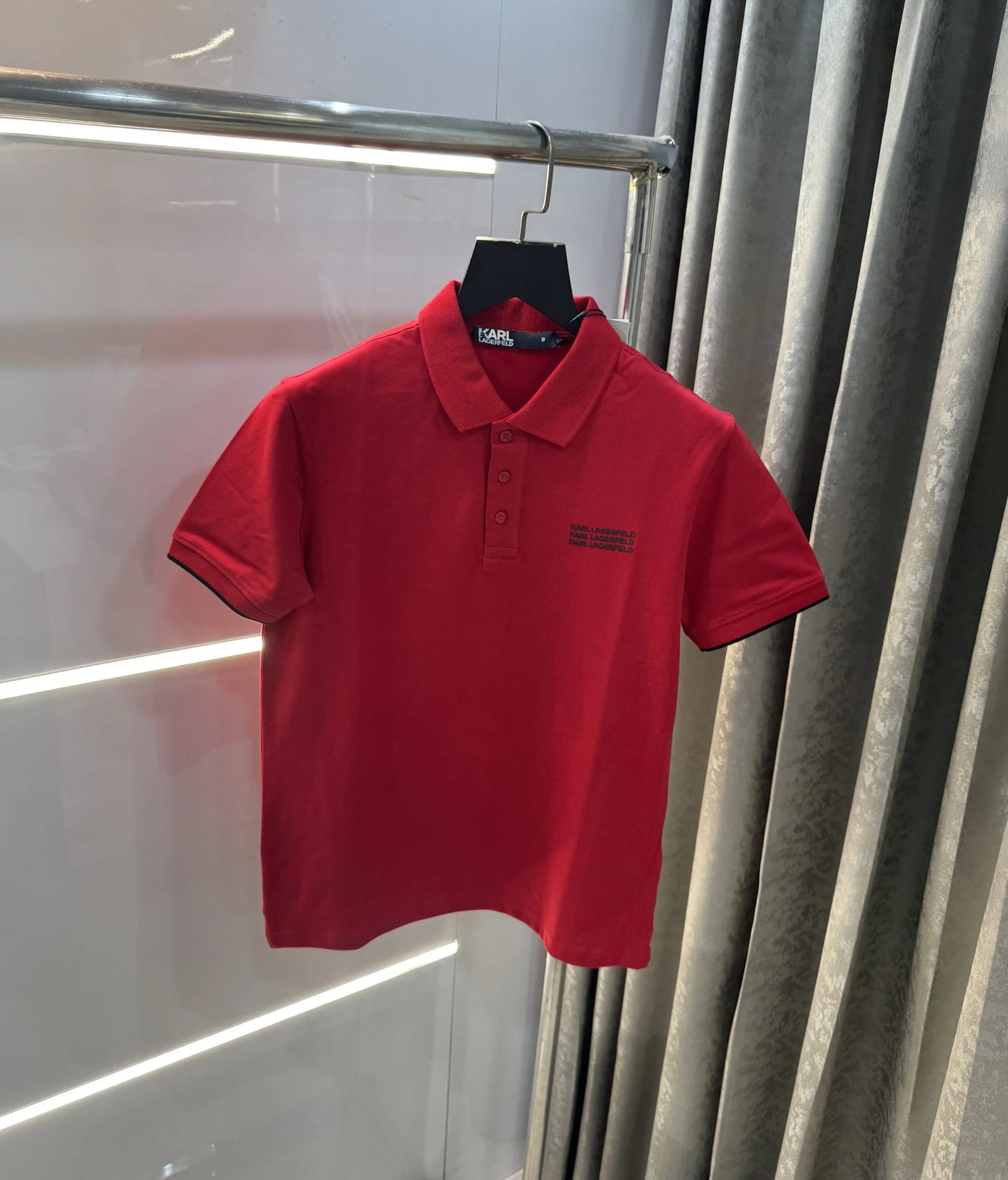 Karl Lagerfeld Red Logo Work Premium Polo T-Shirt