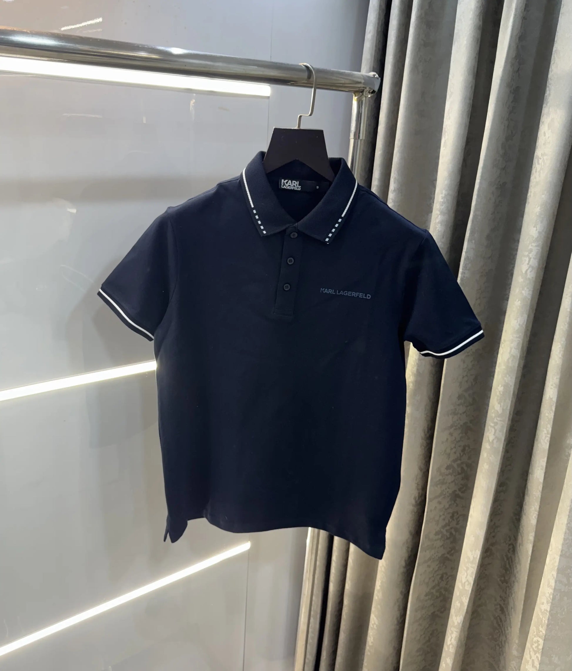 Karl Lagerfeld Navy Blue Logo Work Premium Polo T-Shirt