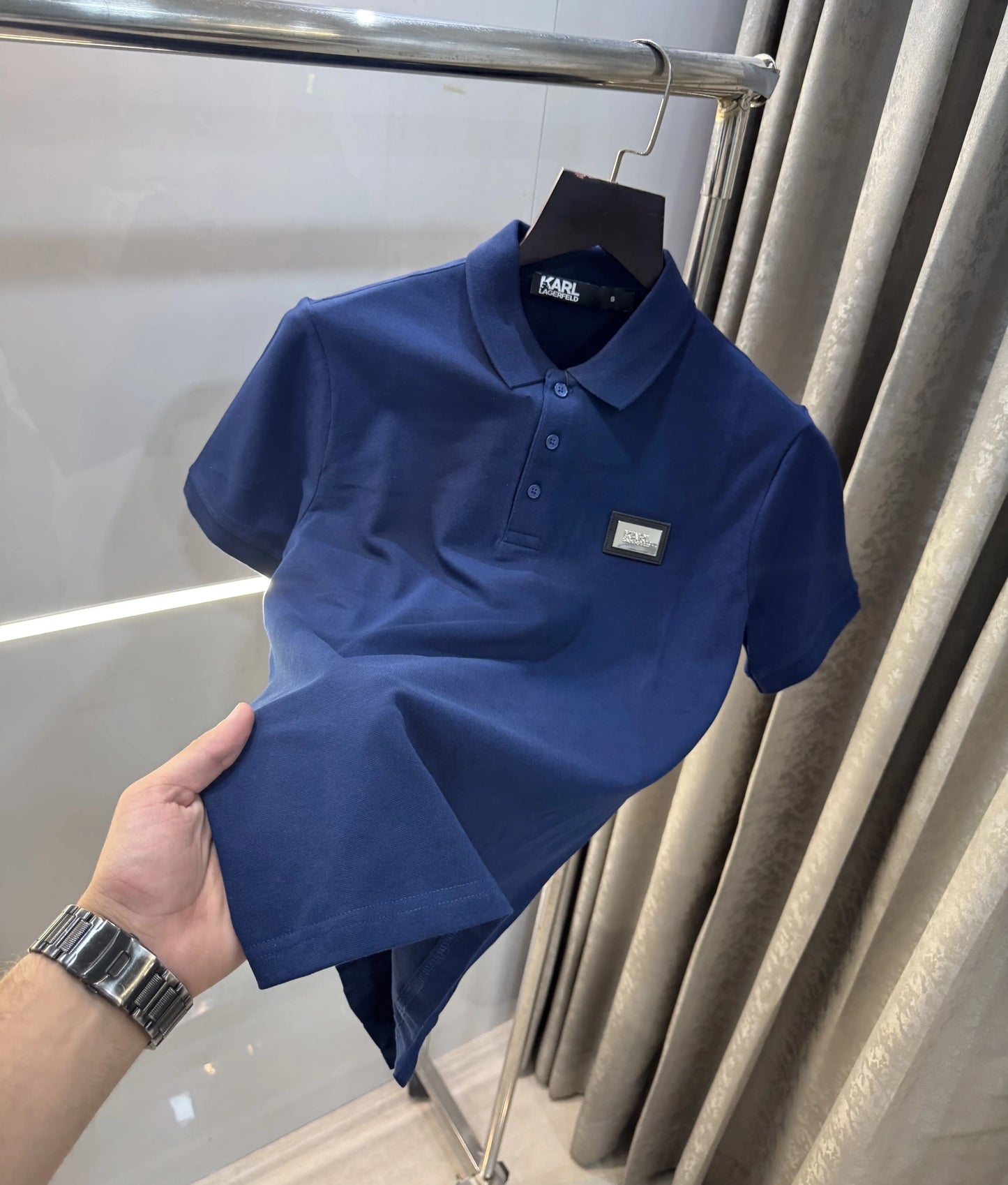 Karl Lagerfeld Petrol Blue Logo Work Premium Polo T-Shirt
