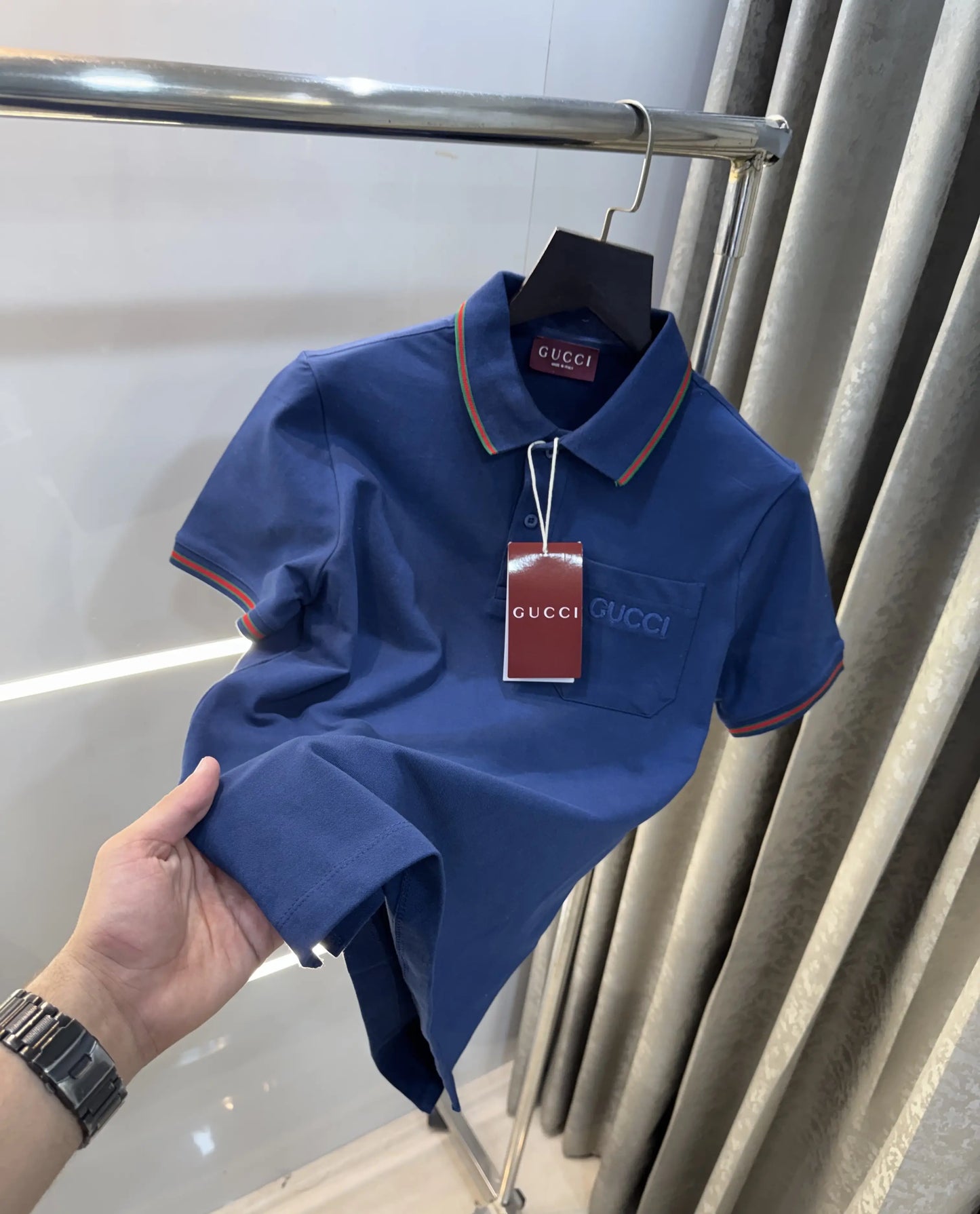 Gucc i Petrol Blue Logo Work Premium Polo T-Shirt