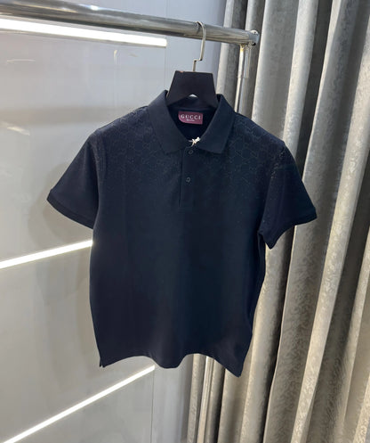 Gucc i Navy Blue Logo Work Premium Polo T-Shirt