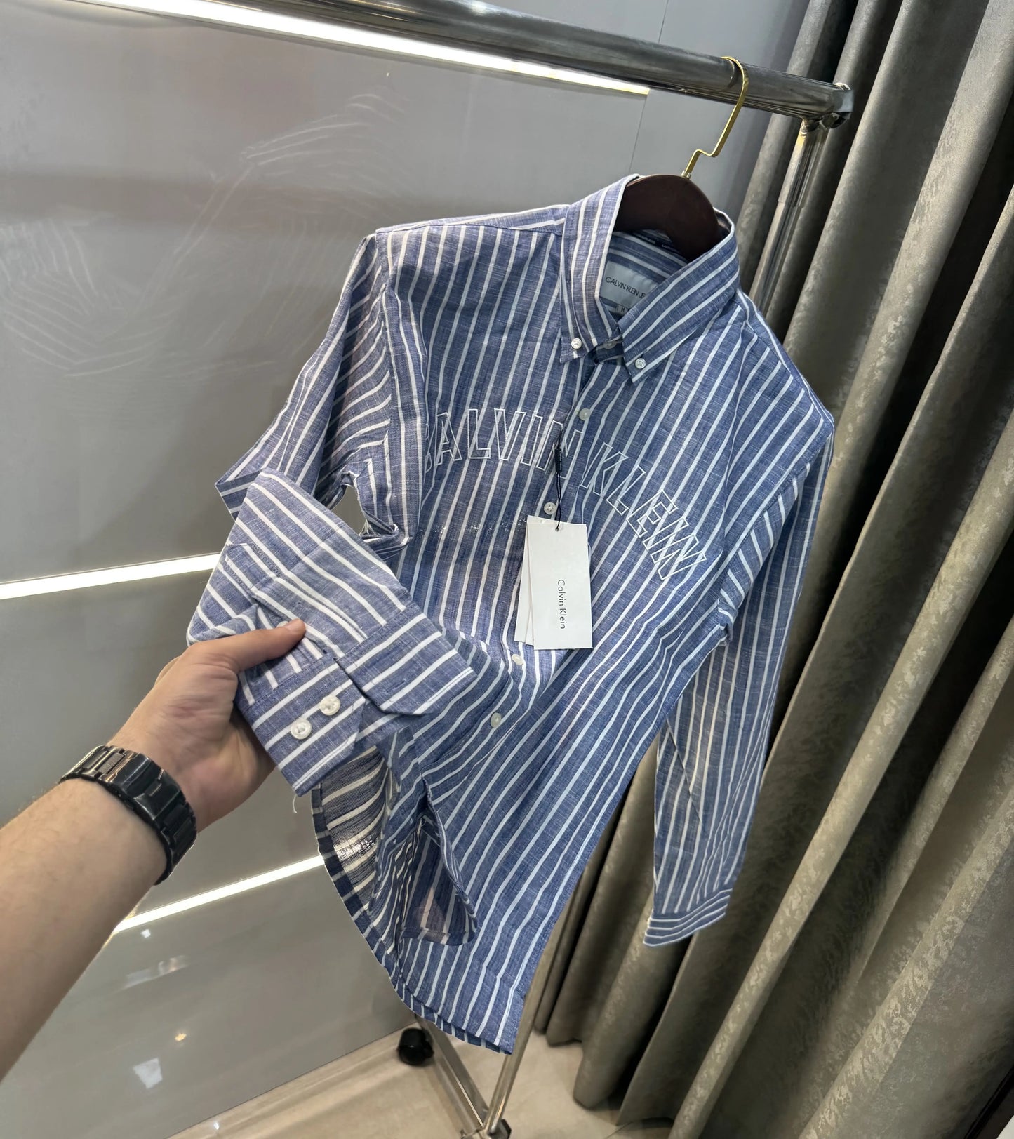 Calvin Klein Indigo Blue Stripes Premium Shirt