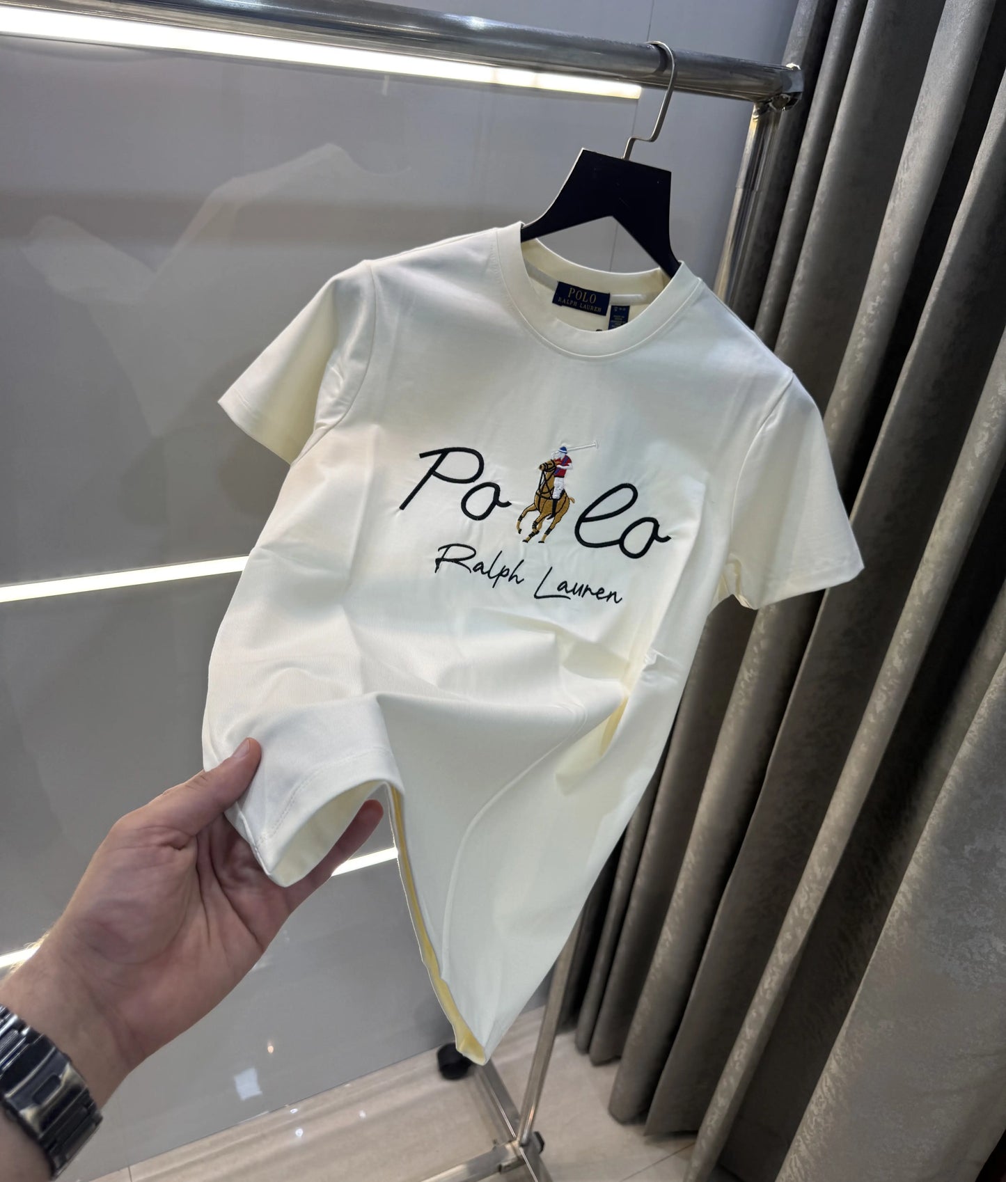 Ralph Lauren Cream Logo Work Premium T-Shirt