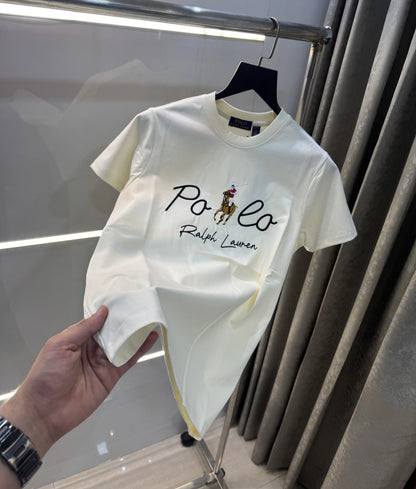 Ralph Lauren Cream Logo Work Premium T-Shirt