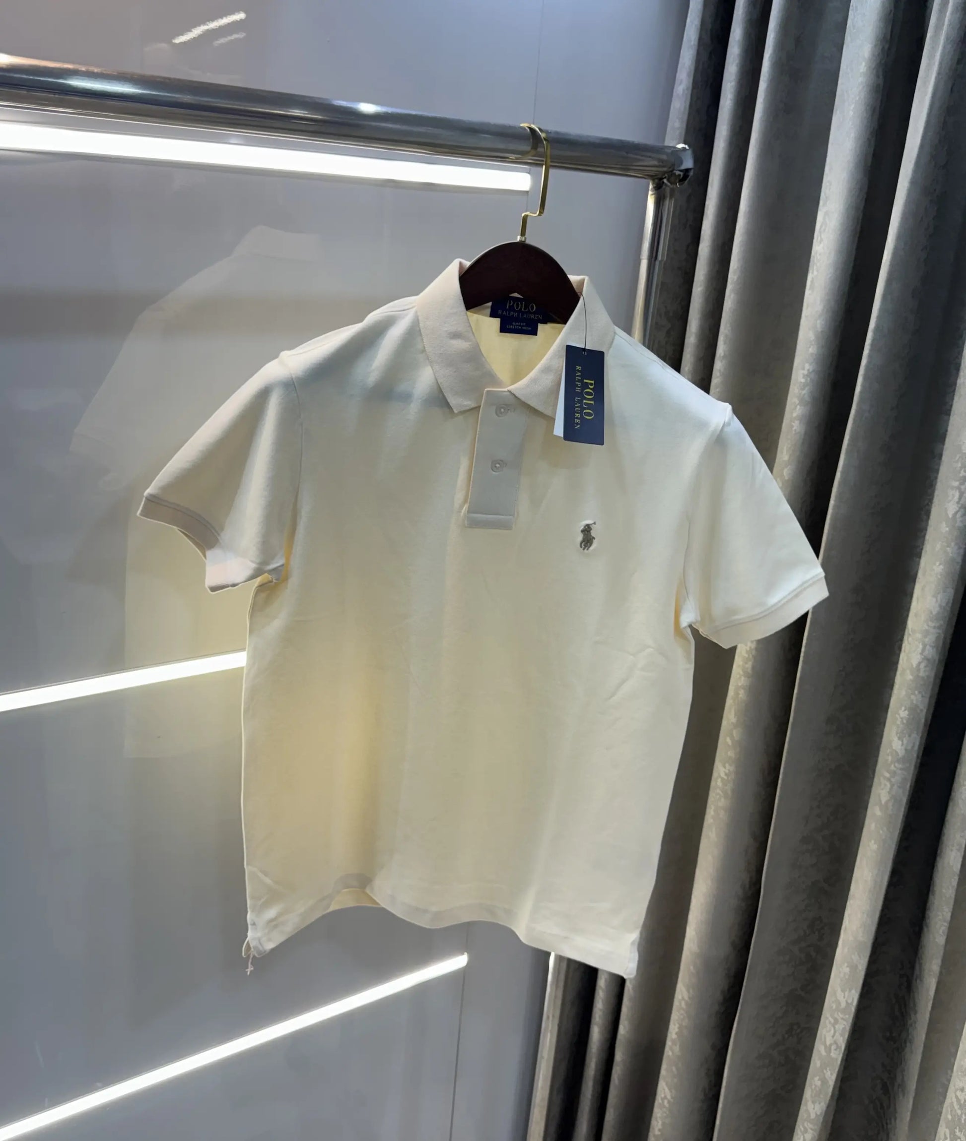 Ralph Lauren Cream Embroidery Logo Knitted Polo T-shirt