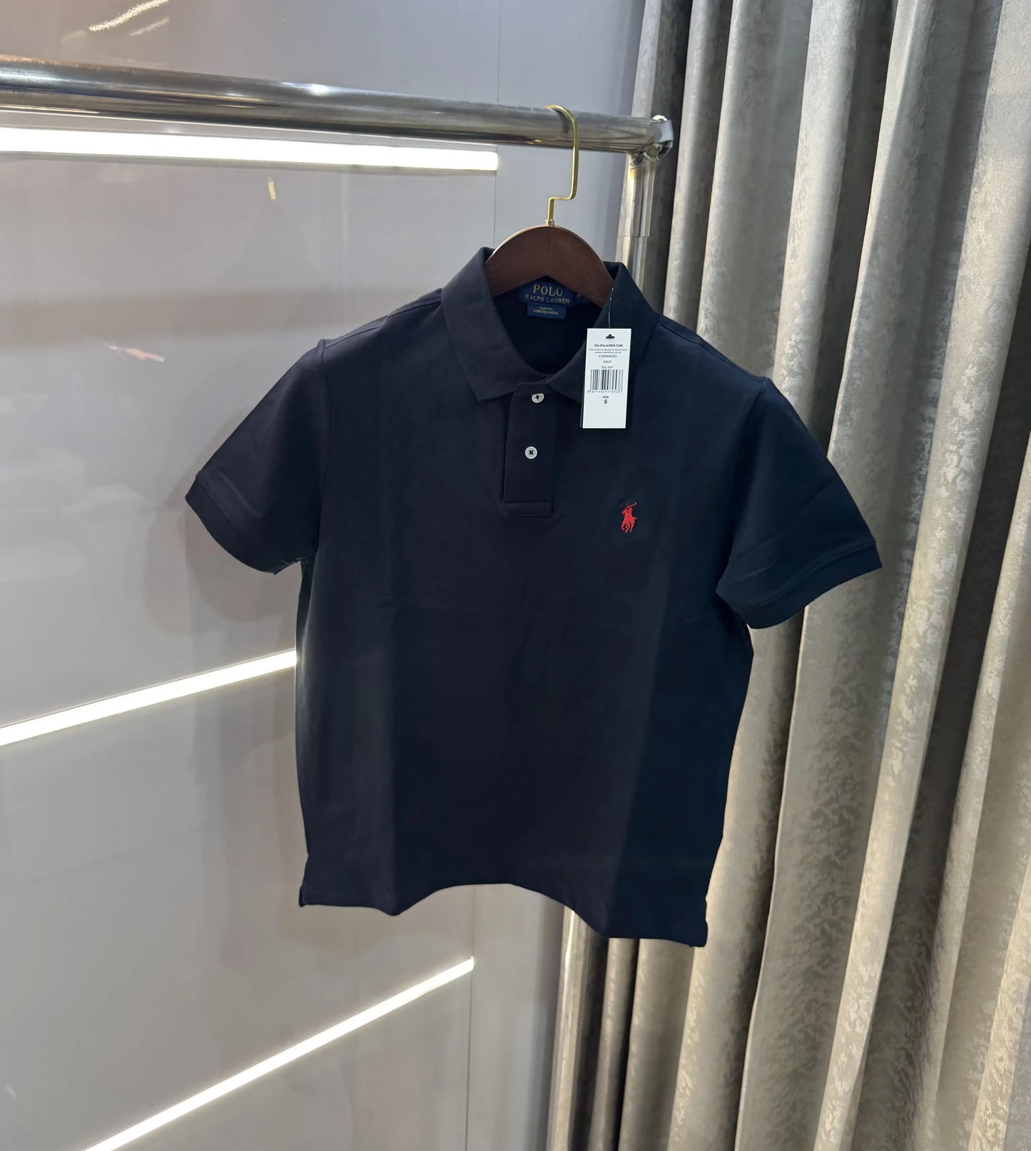 Ralph Lauren Navy Blue Embroidery Logo Knitted Polo T-shirt