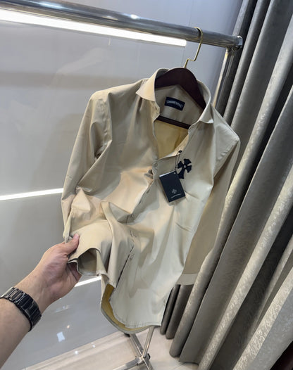 Chrome Hearts Beige Logo Work Premium Shirt
