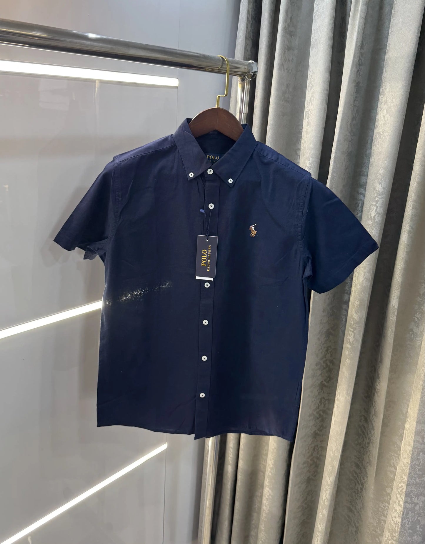 Ralph  Lauren Navy Blue Premium Linen Shirt