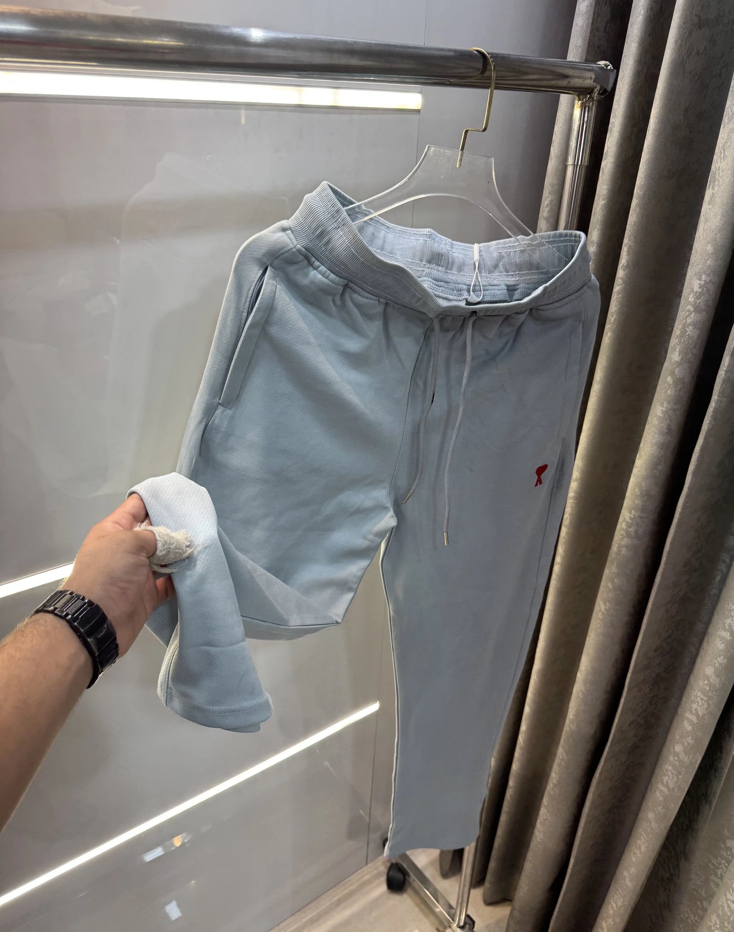 Ami Paris Sky Blue Logo Work Premium Trackpant