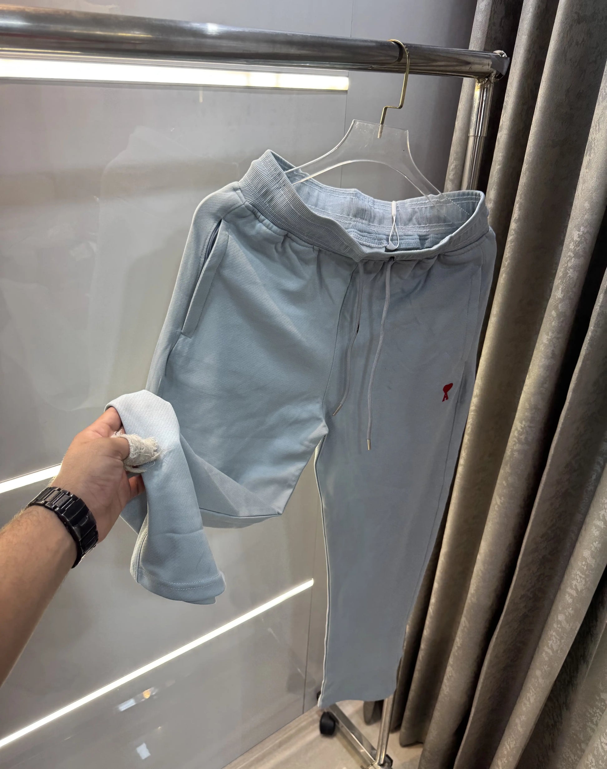 Ami Paris Sky Blue Logo Work Premium Trackpant