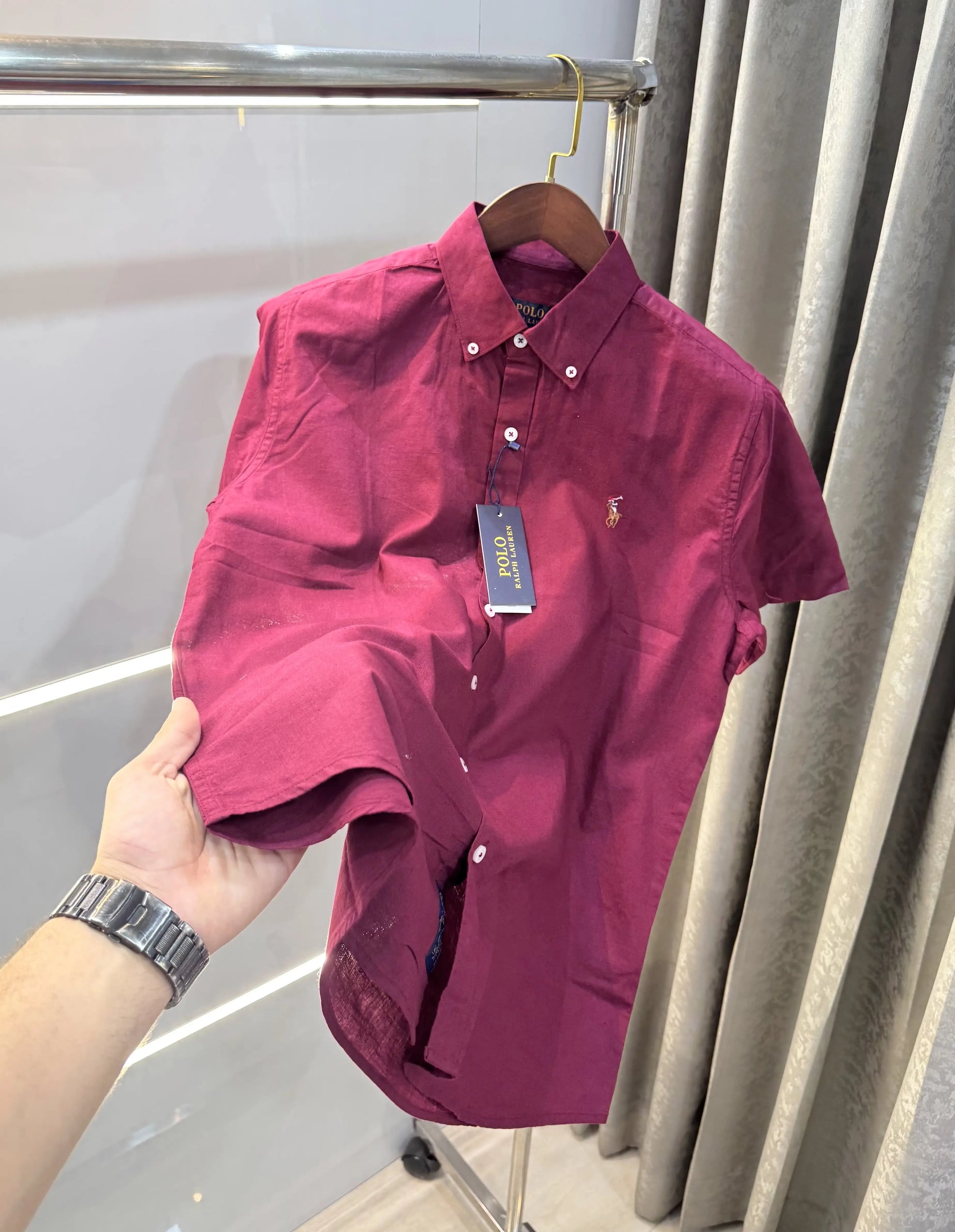 Ralph  Lauren Wine Premium Linen Shirt