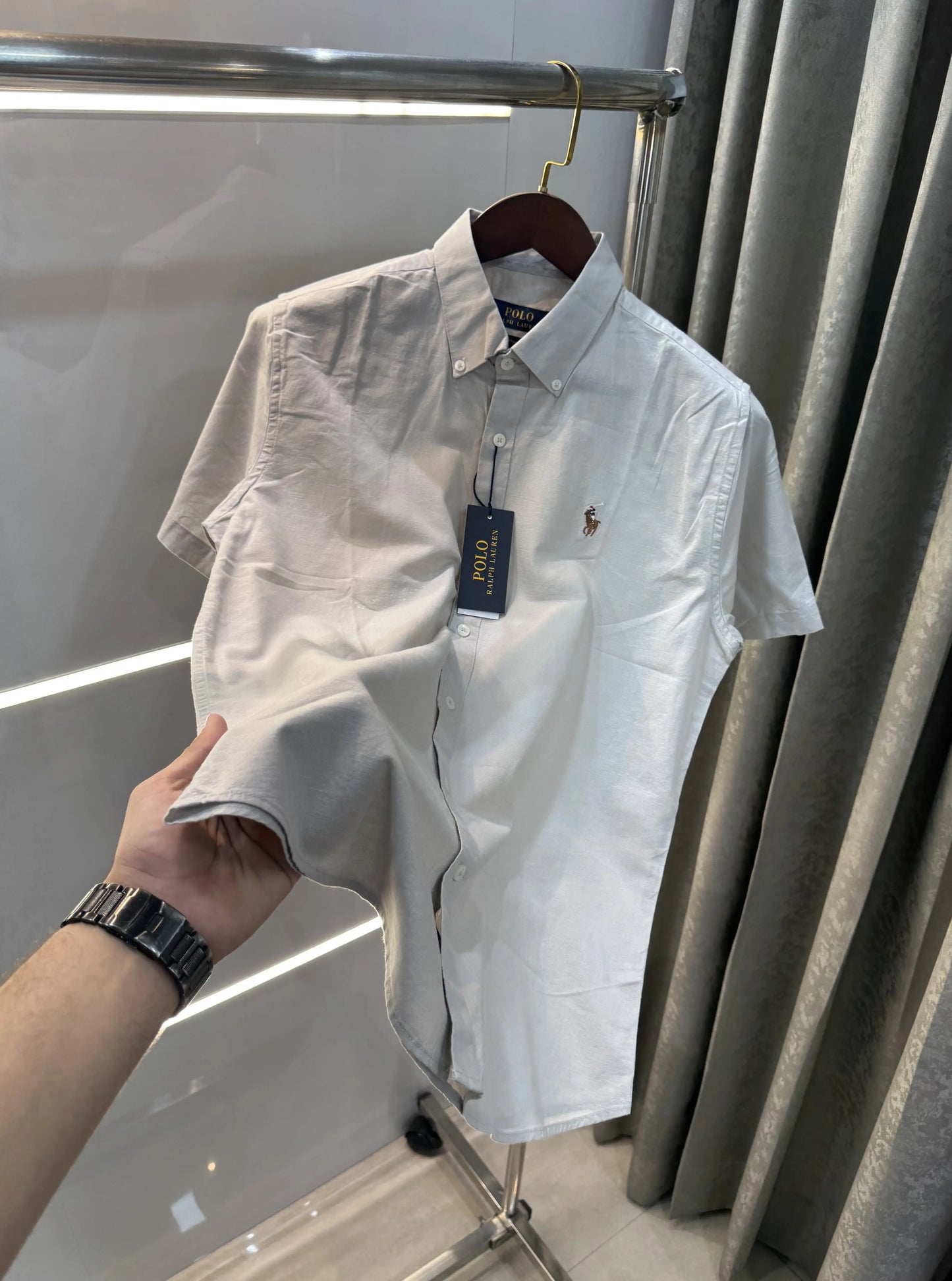 Ralph  Lauren Grey Premium Linen Shirt